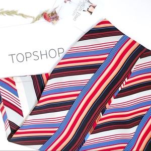 Topshop Multi color stripe front slit pencil skirt